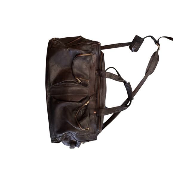 Frye Leather Duffle Bag- Black - Style 102 Benchcrafted Cross Body Strap -Duffel - Picture 9 of 15